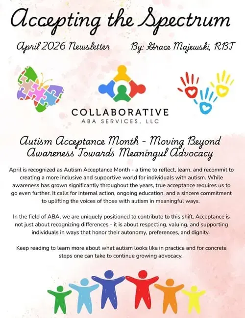 Cover of the April 2026 Collaborative ABA Services newsletter